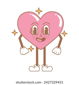 retro heart character isolated. vector illustration