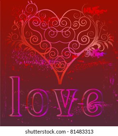 Retro heart and love design