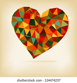 Retro heart made from color triangles.  + EPS8 vector file