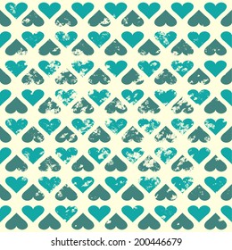 retro heart pattern grunge background seamless vector