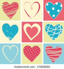 Retro heart set, Valentine's day doodles