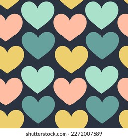 Los corazones retro coloridos patrones sin costura. Ilustración vectorial.