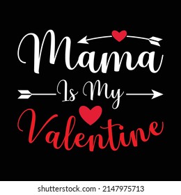 Retro Hearts Mama Is My Valentines Day Mothers Day T-Shirt