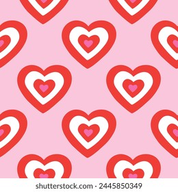 Retro Hearts Pattern San Valentines Background Love Repeat Pattern Red Hearts Seamless Pattern