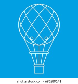 Retro helium air balloon icon blue outline style isolated vector illustration. Thin line sign