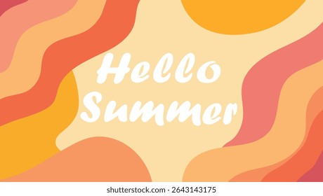 Retro hallo zomergroet met warme tinten en modern abstract ontwerp voor seizoensgebonden marketing