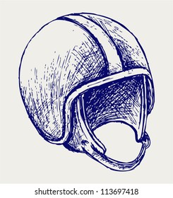 Retro helmet. Doodle style