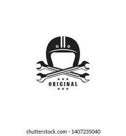 Retro helmet logo design vector template