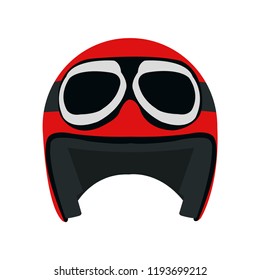 Retro helmet. Motorcycle equipment. The helmet is red. Protection. Vector illustration. EPS 10.