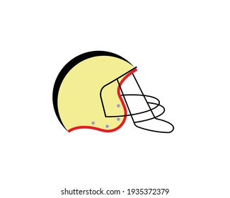 Retro helmet for playing American football. An accessory for playing rugby. Vector illustration on isolated background