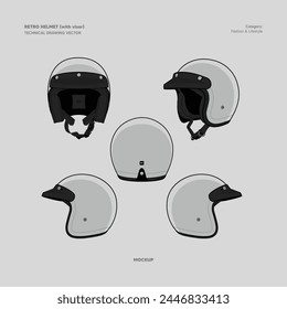 RETRO HELMET VISOR HALF FACE VECTOR