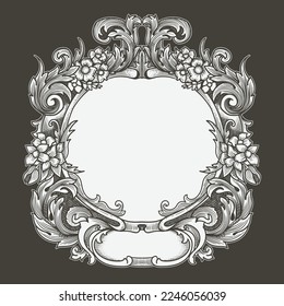 retro heraldry frame with flora ornament