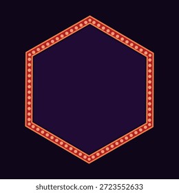 Retro Hexagon Frame with Light Bulbs