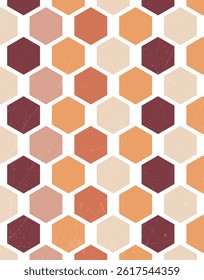 Retro Hexagon Honeycomb Pattern warm colors
