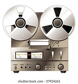 Retro hi-fi stereo system. Vector illustration.
