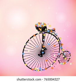 Retro high wheel bicycle label, logo, banner