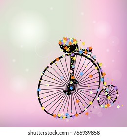 Retro high wheel bicycle logo, label, banner