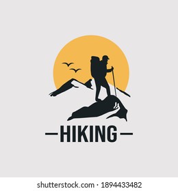 Retro hiking logo badge design