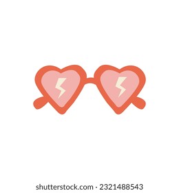 Retro hippie glasses, vintage sunglasses vector illustration. Nostalgic 70s-90s vibes for fashion sticker, patches and badges