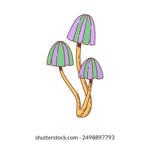 Retro hippie symbol, cartoon groovy mushroom. Retro psychedelic fairytale toadstool, cartoon hippie symbol or groovy funky mushroom. Vintage magic isolated vector amanita