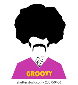 retro hipster with afro and groovy shirt