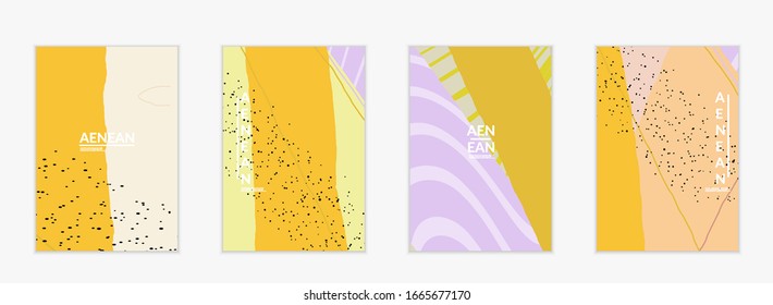 Retro hipster art print or poster design. Wavy motley shapes. Overlapping hand drawn texture. Stripes, dots and scribbles create exotic tropical background. Natural organic colors.