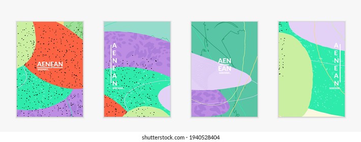 Retro hipster art print or poster design. Wavy motley shapes. Overlapping hand drawn texture. Stripes, dots and scribbles create exotic tropical background. Natural organic colors.