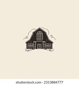 Retro hipster barn house logo design vector illustration