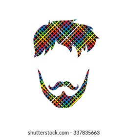 retro hipster guy colorful line theme
