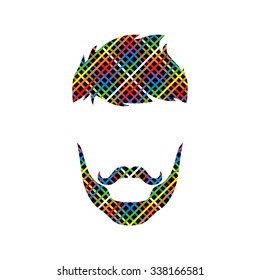 retro hipster guy colorful line