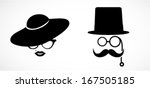Retro Hipster Lady and Gentlemen. Vintage Fashion Set