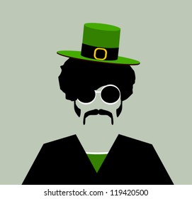 retro hipster man with small irish leprechaun hat