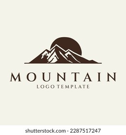 Retro hipster mountain logo design vector illustration