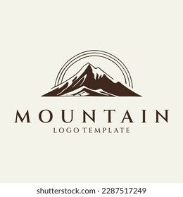 Retro hipster mountain logo design vector illustration