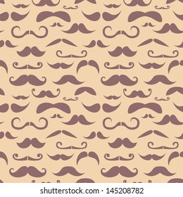 Retro Hipster Moustache Seamless Pattern