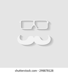 Retro hipster mustache and glasses symbol. Vector file layered for easy manipulation and custom coloring.