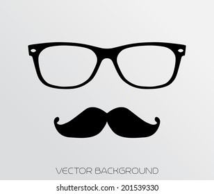 Retro hipster mustache and glasses symbol-EPS10