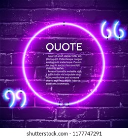 Retro hipster neon quote marks on the wall