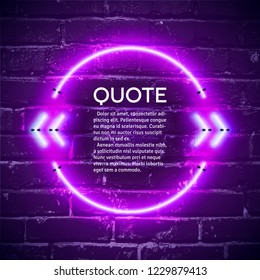 Retro hipster neon quote marks on the wall