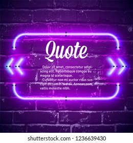 Retro hipster neon quote marks on the wall
