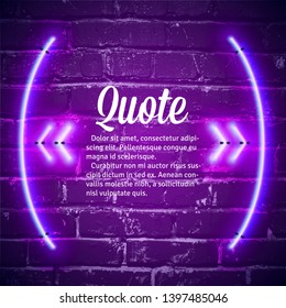 Retro hipster neon quote marks on the wall