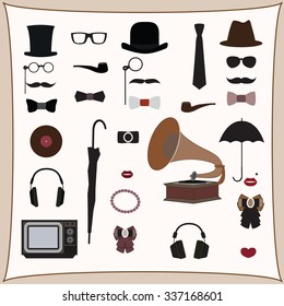 Retro hipster style set 