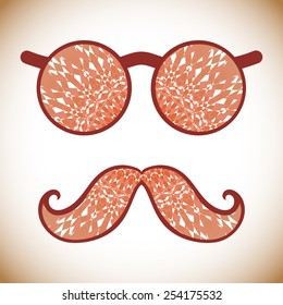 Retro hipster sunglasses. Vector illustration of glasses. Isolated on light background, print for t-shirt, elements for card design