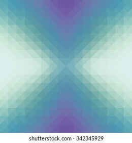 Retro hipster triangle background, blue and purple, vector mosaic pattern