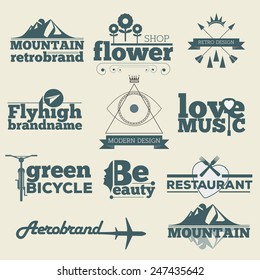 Retro hipster Vintage Labels Logo design vector typography inspiration template set. Old style elements, business signs, logos, label, badges and symbols.