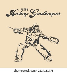 Retro Hockey Goalkeeper Vector Illustration