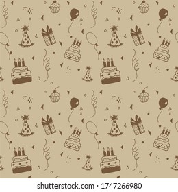 Retro holiday background. handdrawn elements. Looks like craft paper. Vector
