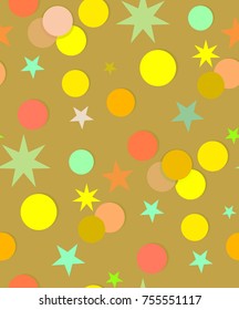 Retro Holiday seamless vector pattern with confetti