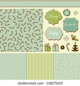 Retro holiday set with different patterns and elements