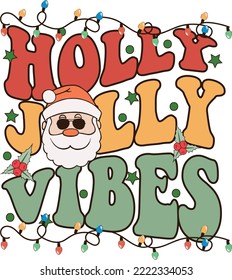 Retro Holly Jolly Vibes Santa Claus